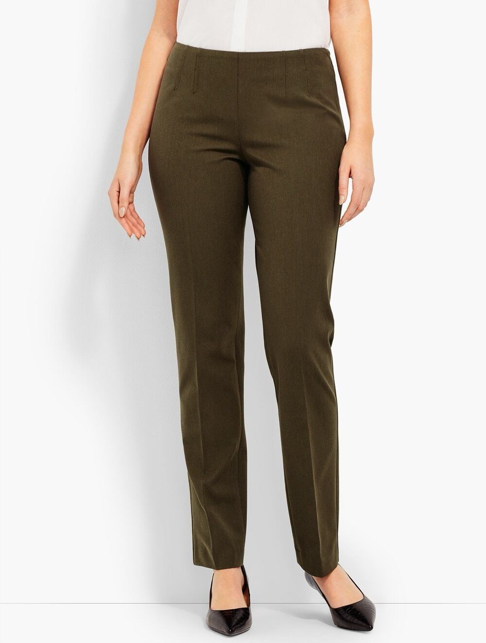 Talbots Refined Bi Stretch Side Zip Straight Leg Curvy Olive Women’s Sz 4 Petite